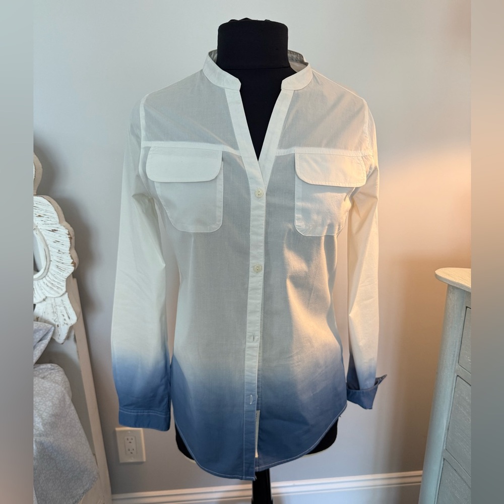 From Italia! Blue and White Ombre Button-Up Shirt M